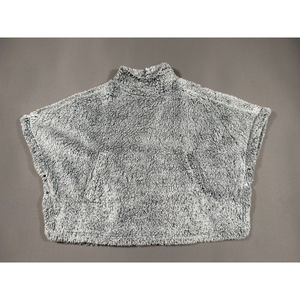 Carbon 2 Cobalt Comfort Zone Sherpa Fleece Mock Neck Poncho Vest Gray Small